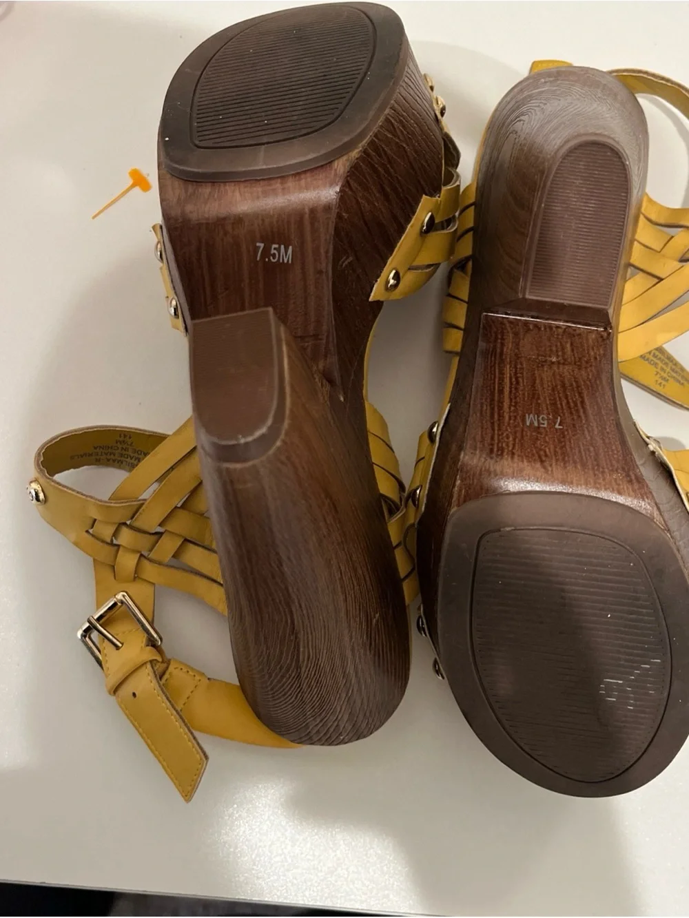 Guess Yellow Braided Platform Wedge Sandals